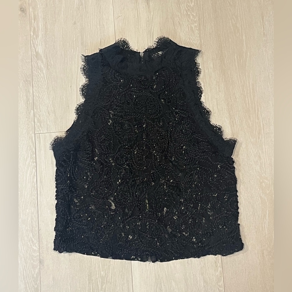 Zara sleeveless embroidered lace blouse